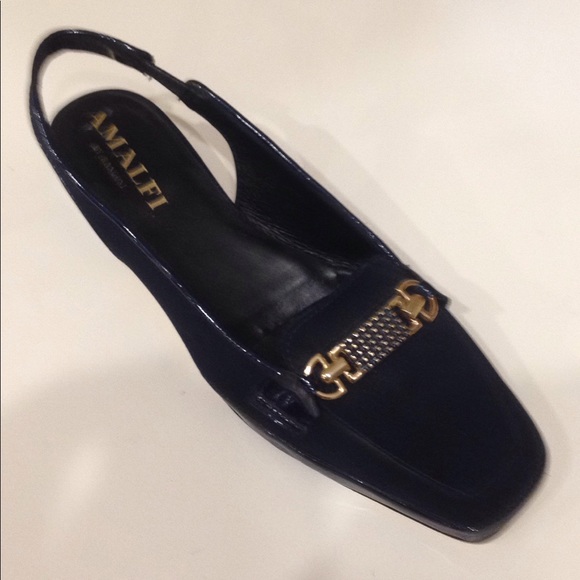 Amalfi Navy Patent Leather and Microfiber Openback - Picture 1 of 2